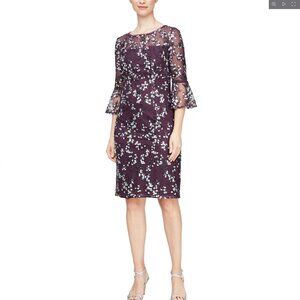 Alex Evenings Knee Length Sequin and Lace Dress NWT